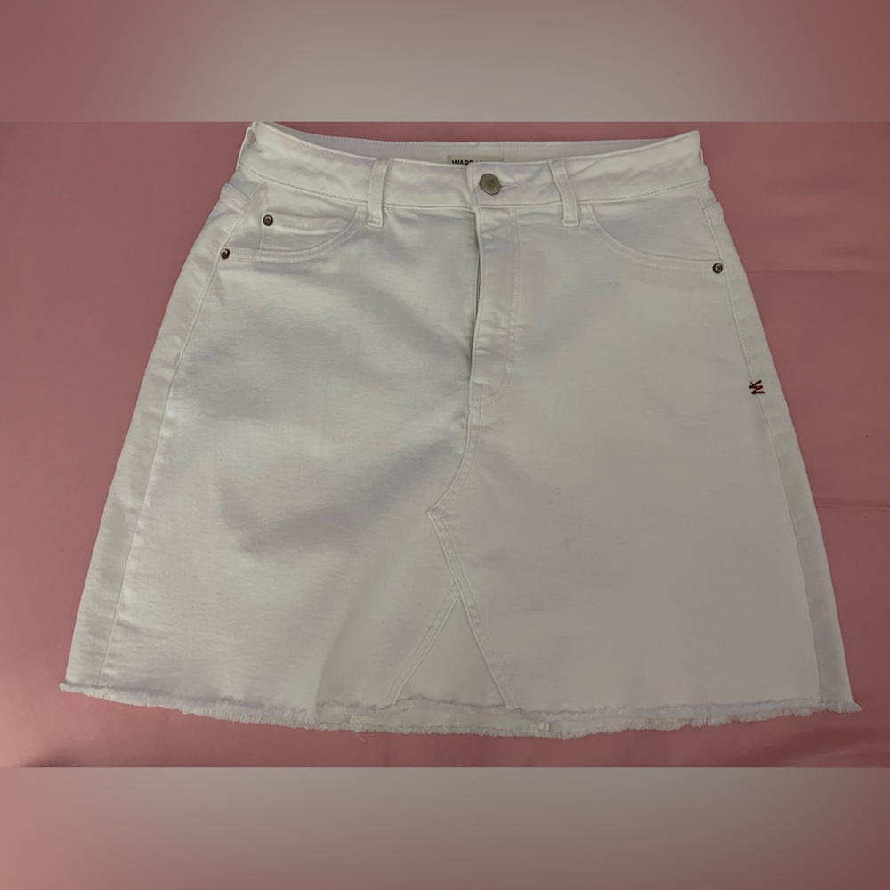 WARP+WEFT White Denim Skirt